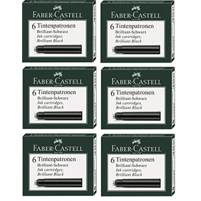 Imagen de Faber Castell Cartuchos de tinta estándar, 6 unidades en caja plegable (6 paquetes, azul real)
