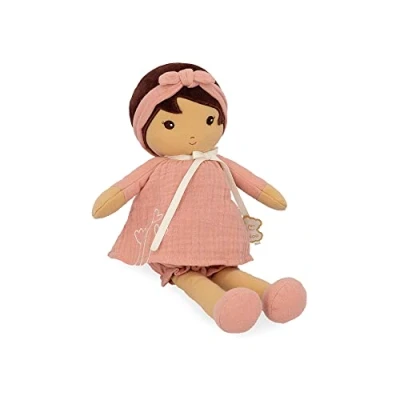 Imagen de Kaloo Tendresse, Mi Muñeca de Tela Amandine, Trapo 32 cm, Vestido Rosa Muselina, Piel Bronceada, Bonita Caja Regalo y Cinta Personalizable, Desde el Nacimiento, K200005