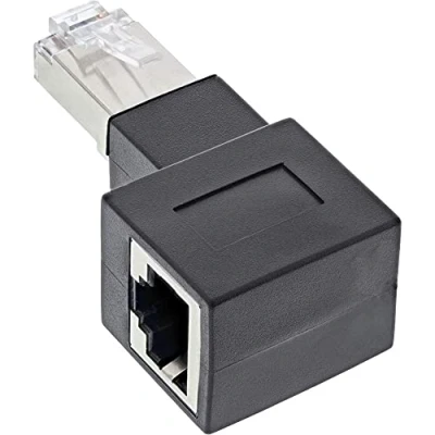 Imagen de InLine® Cable de conexión Cat.6A, RJ45 Macho/Hembra, acodado 90 hacia la Derecha