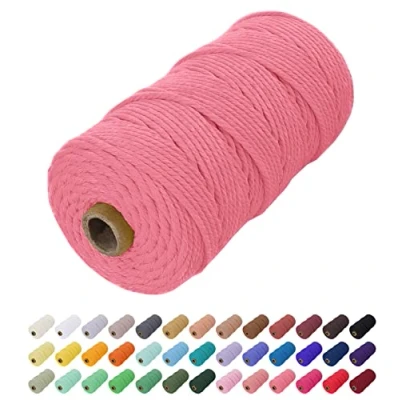 Imagen de Uiopa Hilo Macrame 2mm x 200m, Cuerda de Algodon Natural Cordel, Manualidades para DIY Pared, Cortina, Colgar Plantas, Decoracion Dormitorio (Rosa sandia)