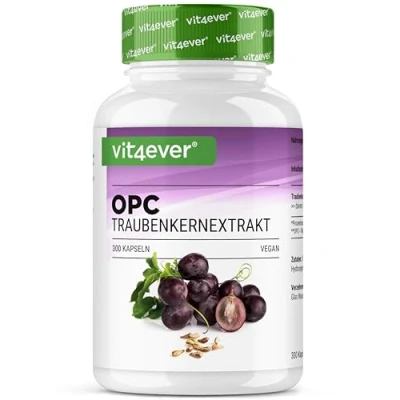 Imagen de OPC Extracto de Semilla Uva 300 Cápsulas 1000mg con 700mg El más alto contenido según HPLC Uvas Europeas probado en laboratorio Vegano
