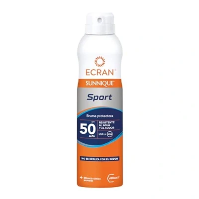 Imagen de Ecran Sunnique Sport Bruma Protectora Solar SFP 50, Protección Alta UVB, UVA, Frescor Instantáneo, Refuerza las Defensas, Muy Resistente al Agua, para Todo Tipo de Pieles 250 ml
