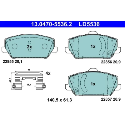 Imagen de ATE 13.0470 5536.2 Juego de pastillas freno con avisador acústico desgaste accesorios HYUNDAI: i30 III Hatchback, Fastback