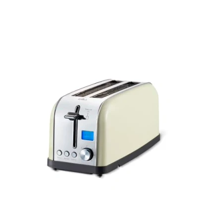 Imagen de PRIXTON Tostadora Bianca Pro, Tostador con 2 Ranuras para 4 Tostadas, Potencia 1500 W, 7 Niveles de Tostado, Pantalla LCD Temporizador, Función Descongelar, Recalentar, Acero Inoxidable