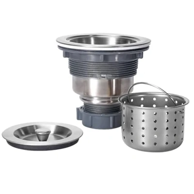 Imagen de KONE Colador para fregadero de cocina 88 mm con cesta depósito residuos profunda extraíble/conjunto colador/tapa sellado, acero inoxidable