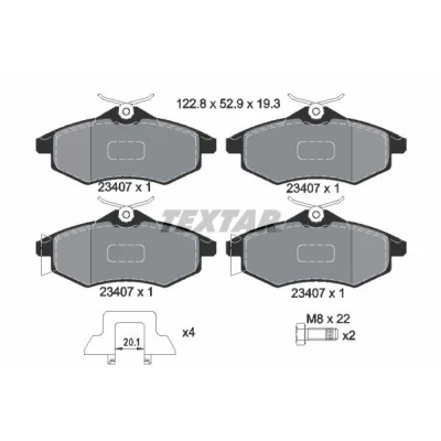 Imagen de TEXTAR 2340702 Juego de pastillas freno no preparado para indicador desgaste con tornillos pinza accesorios CITROËN: C3 I Hatchback