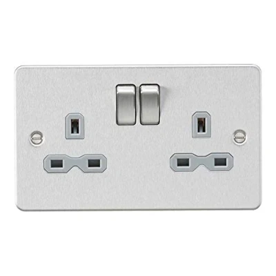 Imagen de Knightsbridge FPR9000BCG Placa plana 2G Dp enchufe conmutado, plata