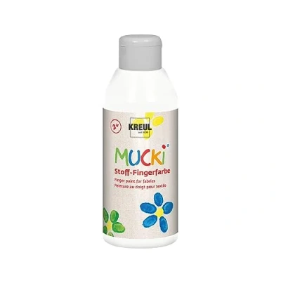 Imagen de KREUL 28401 Mucki Pintura Luminosa para Dedos de Tela, 250 ml en Blanco, a Base Agua, sin parabenos, Gluten, lactosa y Vegana, White