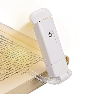 Imagen de DEWENWILS Luz de Lectura Libros Recargable USB, Blanco Cálido, Ajustable en Brillo para Protección los Ojos, Luces LED Pinza Libros, Marcador Portátil Leer la Cama