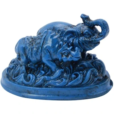 Imagen de Feng Shui azul elefante y rinoceronte para protección + pulsera de cuerda roja gratis C1008