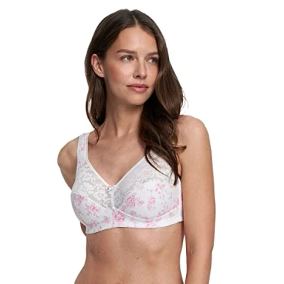 Imagen de Susa Baumwoll BH Basic Sujetador, Semi Transparente, weiß/Rose Print, 105C para Mujer