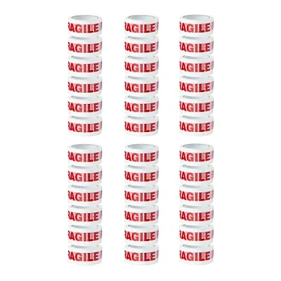 Imagen de ACIT cinta adhesiva con texto FRAGILE 1 cartón de 36 rollos medida 66 x 50, frágil embalaje