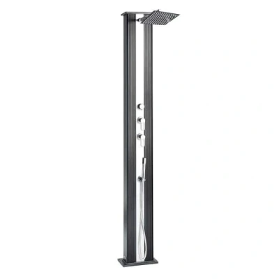 Imagen de Formidra ducha Híbrida Dada Straight 40L DS D463NX exterior con accesorios de agua caliente/fría, extraíble y cabezal antical Antracita aluminio 32,4 x 14 228 cm