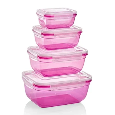 Imagen de Grizzly Contenedores de Almacenamiento Alimentos con Tapas Rectangular Juego 4 Hermético antifugas sin BPA