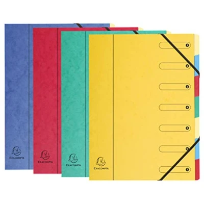 Imagen de Exacompta Archivo multiparte Harmonika Tamaño de 24,5 x 32 cm, apto para documentos A4, 7 secciones con pestañas multicolores, cubierta cartón prensado premium Colores surtidos (paquete 1)