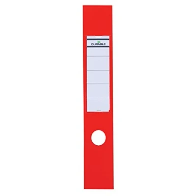 Imagen de Durable 809003 Etiquetas de archivo Ordofix autoadhesivas (con agujero) Bolsa 10 piezas, rojo