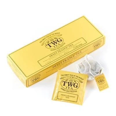 Imagen de TWG Tea Sweet France Té Verde Flores de Manzanilla y Pétalos Rosa 15 Bolsitas Algodón Cosidas a Mano Caja Regalo Originales