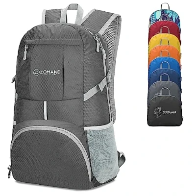 Imagen de ZOMAKE 35L Mochila Plegable Ligera Mochilas de Senderismo Pequeña Para Hombre Mujer Viaje Trekking Deporte(Gris)