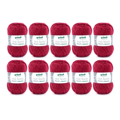 Imagen de Gründl Calcetines Hot Socks Pearl de Lana Lisa (Lana calcetín Suave 75% Merina, 20% Poliamida, 5% Cachemira, 50 g / 200 m, tamaño Aguja: 2,5 3, 10 x g), Cereza