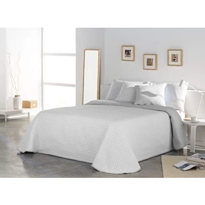 Imagen de VIALMAN Colcha Bouti Ligera Sofia 26 para Cama Individual de 105 cm Tamaño 200 x 270 cm, Color Gris