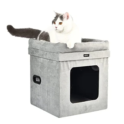 Imagen de Amazon Basics Casa para gato plegable, Gris 38 cm x 43