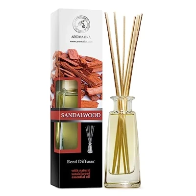 Imagen de Difusor de Sándalo 100ml Fragancias Intensas y Duraderas con 10 Palitos Bambú Set para Aromatizar Aire Cuartos Aromaterapia Ambientador