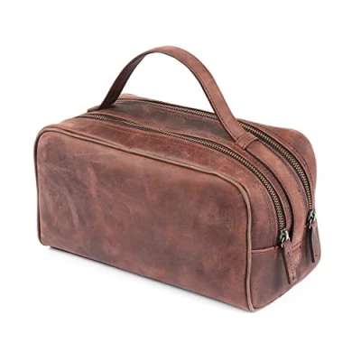 Imagen de Londo Bolso de Viaje en Piel auténtica con Dos Compartimentos Unisex (Marrón)