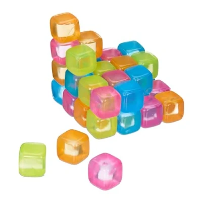 Imagen de Relaxdays Pack de 36 Cubitos Hielo Reutilizables, Cubos Plástico, XXL, Moldes para Enfriar Bebidas, Multicolor