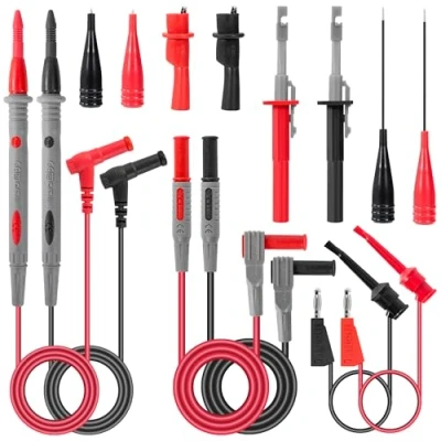 Imagen de QIMEI SHOP Cable de Prueba para Multímetro con Pinzas Cocodrilo Sondas Ganchos Juego Cables Multimetro Digital 14 Piezas