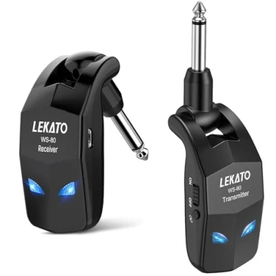 Imagen de LEKATO sistema de guitarra inalámbrico 2.4 GHz receptor transmisor para recargable con 8 horas autonomía digital cable