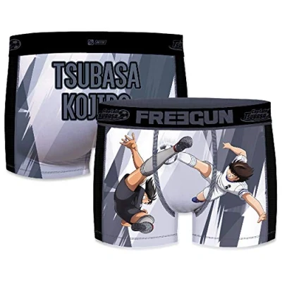 Imagen de Set 2pcs Calzoncillo Boxer Captain Tsubasa (Súper Campeones: Oliver y Benji) Modelo Atom/Tsubasa Ozora vs. Kojiro Hyuga/Mark Lenders Microfibra 92% poliéster, 8% Elastano