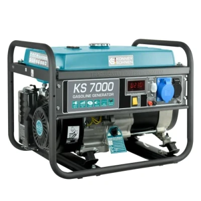 Imagen de Könner &amp; Söhnen generador de gasolina KS 7000, electrico 5500W, 1x16A, 1x32A (230V), motor original EURO V, power station con (AVR), indicador aceite, protección ante sobrecarga, pantalla