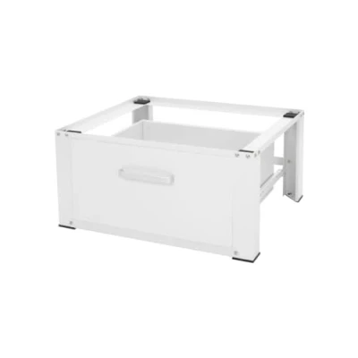 Imagen de ML Design Base para Lavadora con Cajón 63 x 54 cm de Acero Blanco Capacidad Hasta 150 kg Bastidor Estable Secadora Pedestal 32 Altura Soporte Universal Antideslizante Almacenaje