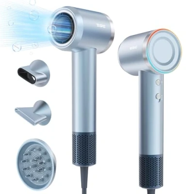 Imagen de YASHE HD 896 Secador de Pelo Iónico, Motor Brushless Alta Velocidad 110.000 RPM, Secado Rápido Bajo Ruido 22m/s, 1600W Profesional, 1 Difusor y 2 Concentradores