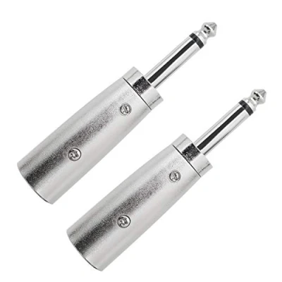 Imagen de Create idea 2 adaptadores XLR de 3 pines a 1/4 pulgadas, macho conector mono 6,35 mm, conectores conversi¨®n plateados para micr¨®fono audio