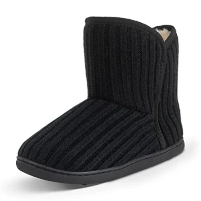 Imagen de Polar Acogedoras botas de estar por casa espuma viscoelástica, con cremallera, cubiertas pelo sintético, suela goma, para interiores y exteriores, Cardy Negro, 39 EU
