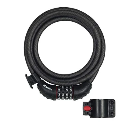 Imagen de MASTER LOCK Candado Bicicleta [1,8 m Cable] [Combinación] [Flexible Montaje] [Exterior] 8120EURDPRO Ideal para Bicicleta, Monopatín, Paseante, Cortacésped y Otro Equipo