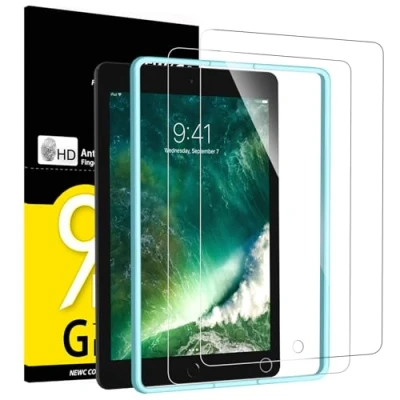 Imagen de NEW&#039;C 2 Piezas, Protector Pantalla para iPad 9,7 Pulgadas (2018/2017, 6.ª/5.ª generación), Air 1, 2, Pro Pulgadas, Antiarañazos, Cristal Templado Ultra Resistente