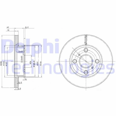 Imagen de DELPHI BG2424 Disco de freno 238 18 4 ventilado aceitado sin procesar cojinete rueda, anillo sensor ABS TOYOTA: Corolla VI Liftback