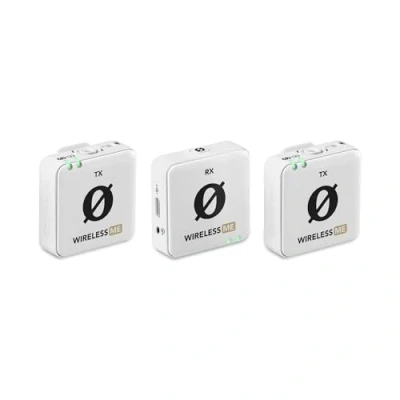 Imagen de RØDE Wireless ME Dual Set Sistema Compacto de micrófono inalámbrico con tecnología GainAssist, micrófonos incorporados y Alcance 100 m para Cine, entrevistas creación Contenido (Blanco)