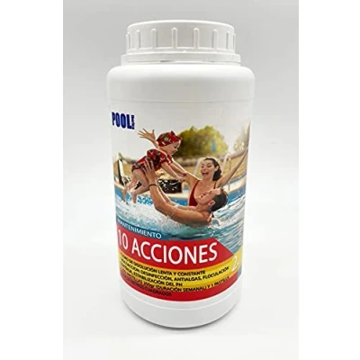 Imagen de Cloro 10 acciones Mantenimiento de Piscina Especial Minipiscinas Tratamiento Multiacción Formato 2 kg Pastillas 20gr POOLiberica