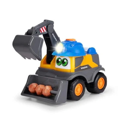 Imagen de Dickie ABC Danny Digger vehículo Excavadora (25 cm) para niños a Partir de 2 años Volvo motorizado Obras con Brazo excavador móvil, Funciones Juguete, luz y Sonido (204114013)