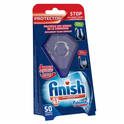 Imagen de Finish Protector Lavavajillas Protección del cristal y los colores de la vajilla, hasta 50 lavados, 30 g (Paquete 1), el embalaje puede variar