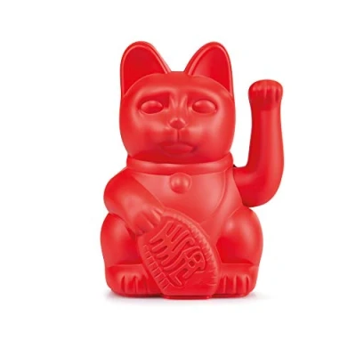 Imagen de DONKEY Products Gato Rojo de la Suerte, en Forma Decorativo japonés, Elegante Tono Mate, 15 cm Alto