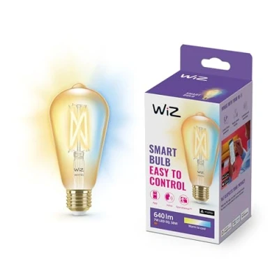 Imagen de WiZ Bombilla inteligente Filamento LED Wi Fi, 6,7w (Eq. 50w) E27 ST64, Luz Blanca Cálida a Fria Regulable, con tecnología SpaceSense y compatible Alexa Google Home