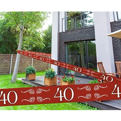Imagen de Folat 21476 Tape 15 m 40th Birthday Traffic Sign Barricade Tape, Red