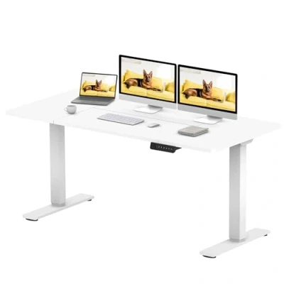 Imagen de SANODESK Escritorio Elevable con 2 Motores Potentes 160 x 70 cm Ajustable en Altura Eléctrico, Mesa de Standing Desk 4 Función Memoria, 120KG Carga (Blanco)