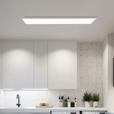 Imagen de Lightbox Basic LED Aufbaupaneel 120 x 30 cm zeitloses Wand &amp; Deckenpanel mit weißem Rahmen neutralweißer Lichtfarbe (4000 K) 4600 lm für jeden Raum aus Aluminium/Kunststoff
