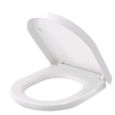 Imagen de HIMIMI Tapa de WC, Asiento para Inodoro en Forma D, Bisagras Ajustables, Cierre Suave Lento, Desmontaje rápido, Fácil Limpiar, Blanco, 450 x 361 53 mm