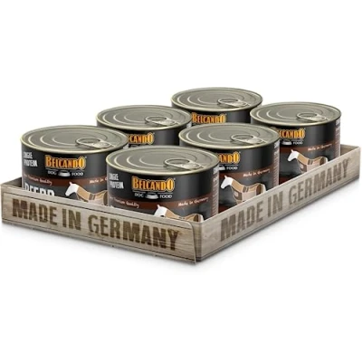 Imagen de Belcando Single Protein Lata [6x200g Caballo] Comida húmeda variada para Perros Monoproteína alimento húmedo